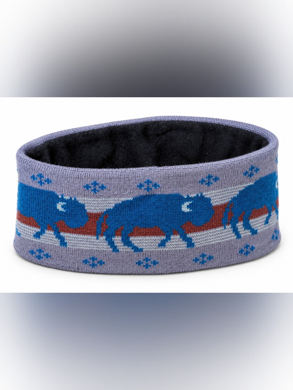 Pendleton Buffalo Bison Knit Fleece-Lined Headband Ear Warmer Gray Blue